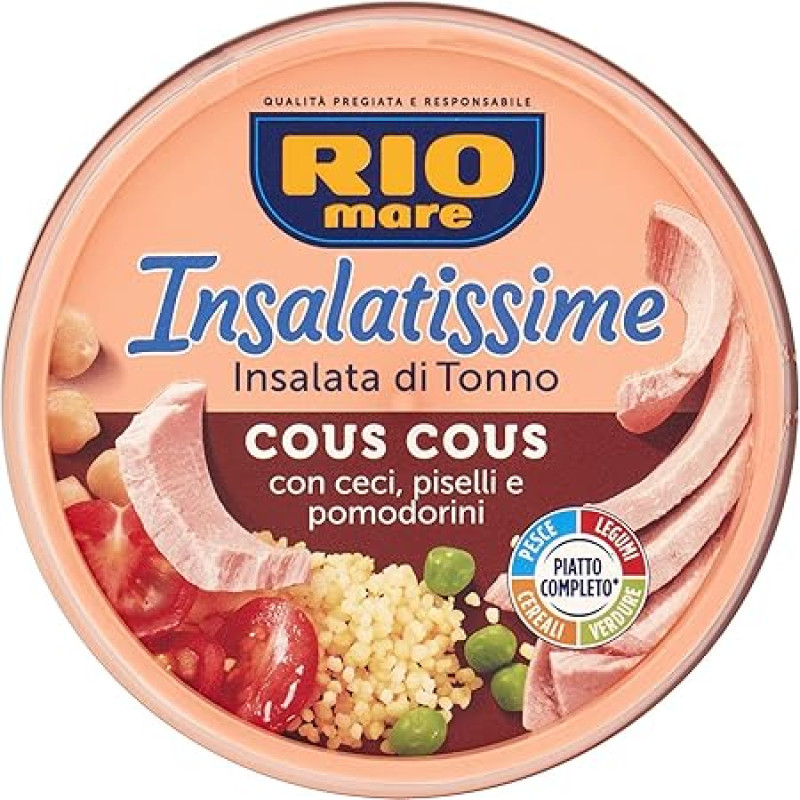 3x Insalatissime Rio Mare Kuskusas ir tunas su avinžirniais, žirneliais ir vyšniniais pomidorais 200 g