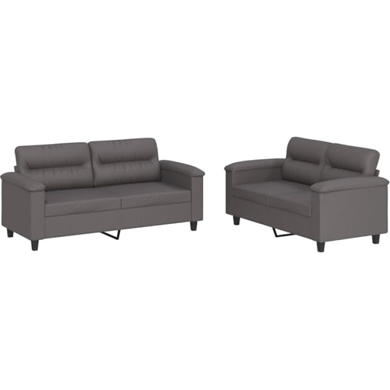 Sofos komplektas Wohnzimmer, 3-Sitzer ir 2-Sitzer, 2-teilig, mit Kissen, grau, Kunstleder