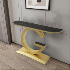 Konsolentisch aus Kunstmarmor mit Metallrahmen, Elegante Flur- und Wohnzimmermöbel