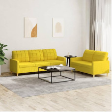 2-TLG. Sofagarnitur mit Kissen Hellgelb Stoff Modelis3201311