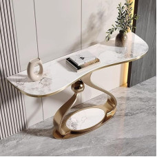 Moderner Eingangstisch mit geometrischem Metallsockel für Wohnzimmer, Flur und Foyer