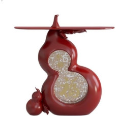Eingangstisch, Kürbisförmiger Feng Shui-Eingangstisch, traditionelles chinesisches Glücksdekor for Wohnzimmer und Eingang Konsolentisch(Red,120cm)