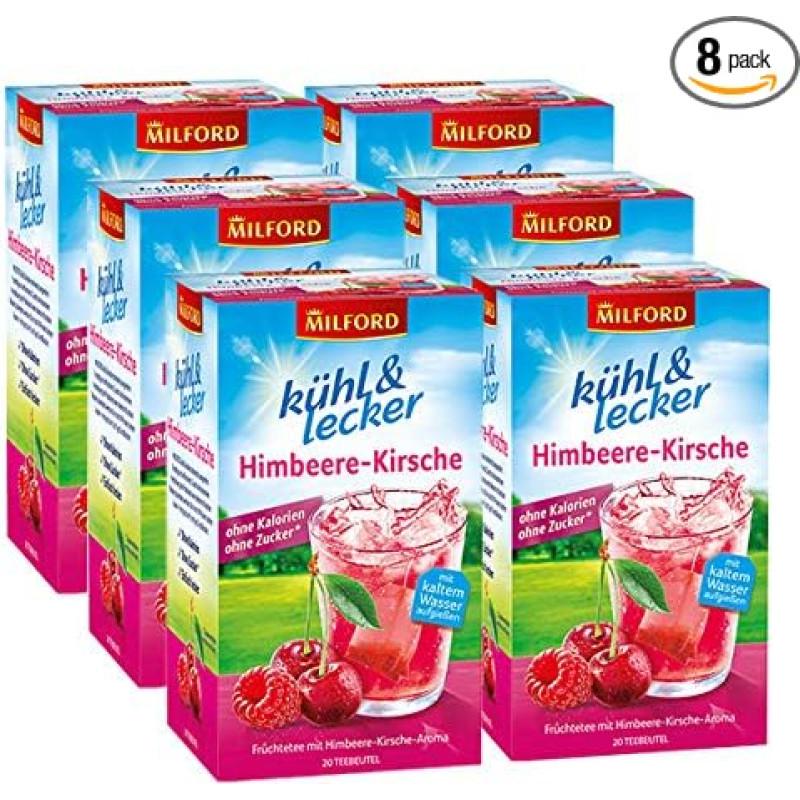 Milford Cool & Delicious Raspberry Cherry, 20 maišelių, 6 pakuotės (6 x 50 g)