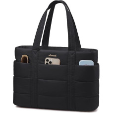 LOVEVOOK nešiojamojo kompiuterio krepšys moterų 15,6 colių Shopper krepšys buferis rankinės darbo krepšys didelis Tote Bag mokytojo krepšys pečių krepšys biuro krepšys dėklas moterų rankinės universiteto verslo mokyklos juoda