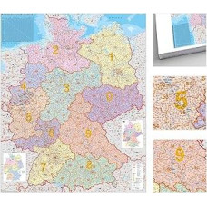 Deutschland Postleitzahlen-Karte zum Pinnen auf EasyPrint-Platte, 80 x 105 cm: Wandkarte