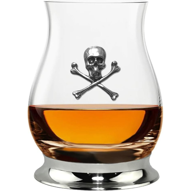 English Pewter Company Glencairn Skull and Crossbones Whisky Glass, 350 ml [WGP007]