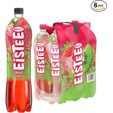 Rauch Eistee Strawberry Kiwi Refreshing Fruit Tea with Fruit Juice, Vegan Certified, Perfect Refreshment for Any Occasion, Thirst Quencher with Enjoyment, 6 x 1.50 L