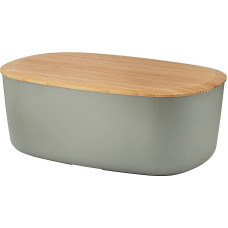 RIG-TIG Bread Bin Box-IT - Storage Box for Bread, Rolls, Biscuits, Pastries, Chopping Board as Lid - Scandinavian Design, Kitchen Accessories - Warm Grey