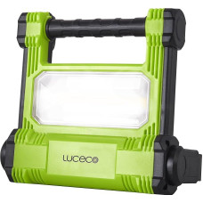 Luceco LED Ultraslim Work Light with 2 Modes, Rechargeable, Portable, Adjustable Multiple Position, Weatherproof, Black/Green, IP54, 20W, 540/1800lm, 6500K, LWR18BG-EU