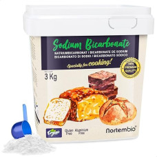 NortemBio Bicarbonate of Soda 3 kg, Baking Soda. Food Grade. Premium Quality. Developed in UK.