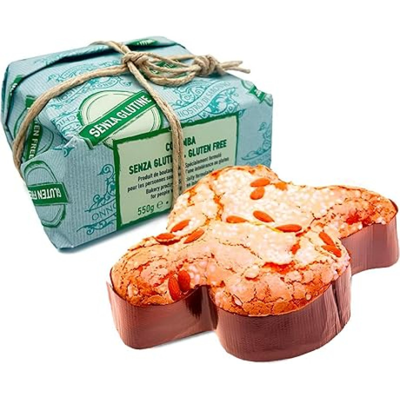 Chiostro di Saronno, Classic Gluten-Free Colomba 550 g, Gluten-Free Easter Dove with Candied Fruits, Sugar and Almond Glaze, Hand Packed