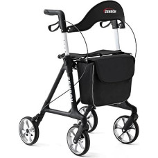 Lengvas sulankstomas aliumininis roleris Lengvas ir sulankstomas specialus roleris senjorams - roleris su sėdyne Siauras roleris namams - vaikščiojimo vežimėlis su fiksavimo funkcija (juodas)