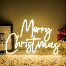 Ineonlife Warm White Christmas Neon Sign for Wall Decor, Dimmable Led Signs USB Powered Neon Light