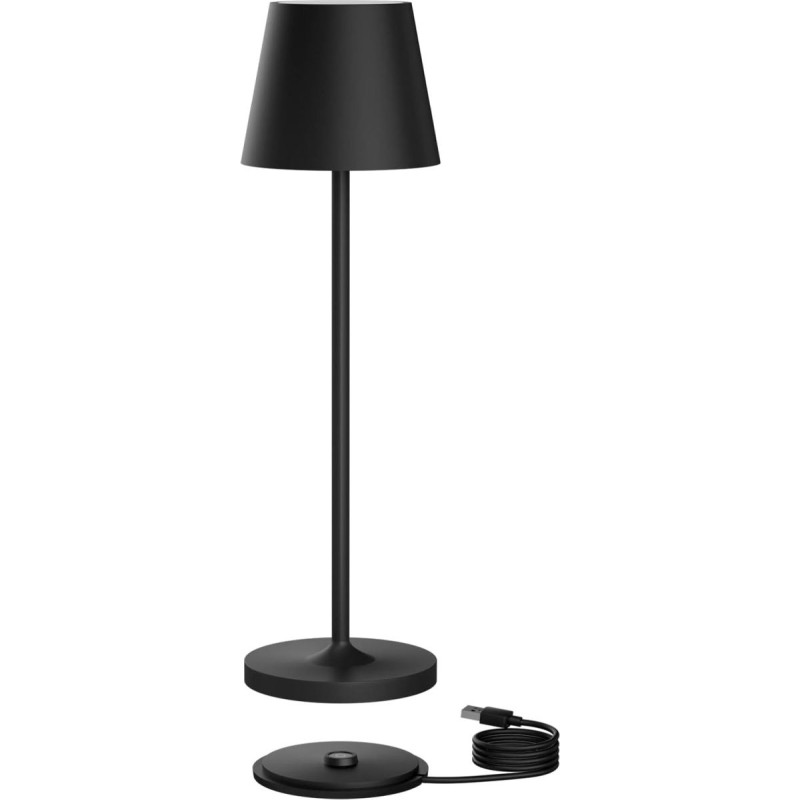 K-Bright Dimmable LED Battery Table Lamp | Indoor & Outdoor Rechargeable | Warm Light Colour | IP54 Waterproof | 240LM | Table Lamp Battery with USB Charging Station Black