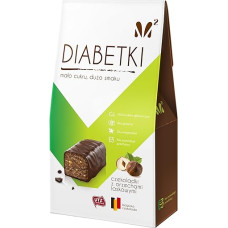 M2 Diabetki Šokoladiniai saldainiai su lazdyno riešutais, šokoladas be cukraus, skanūs saldumynai sąmoningiems vartotojams ir diabetikams, vegetariški užkandžiai be glitimo 100 g