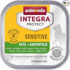 animonda Integra Protect cat sensitive, diet cat food, wet food for feed allergy, turkey + potato, 16 x 100 g