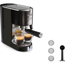 Krups Virtuoso+ XP444G Espresso Filter Machine, 15 Bar Pump Pressure, 3 Crema Filters, Stainless Steel Steam Nozzle, Intuitive Control Panel, Rotary Control, Includes Dosing Spoon and Tamper, Black