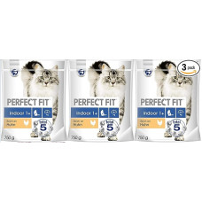 Indoor 1+ Cat Dry Food Rich in Chicken, 3 Bags, 3 x 750 g - Premium Dry Cat Food for Adults, House Cats from 1 Year, to Support Vitality