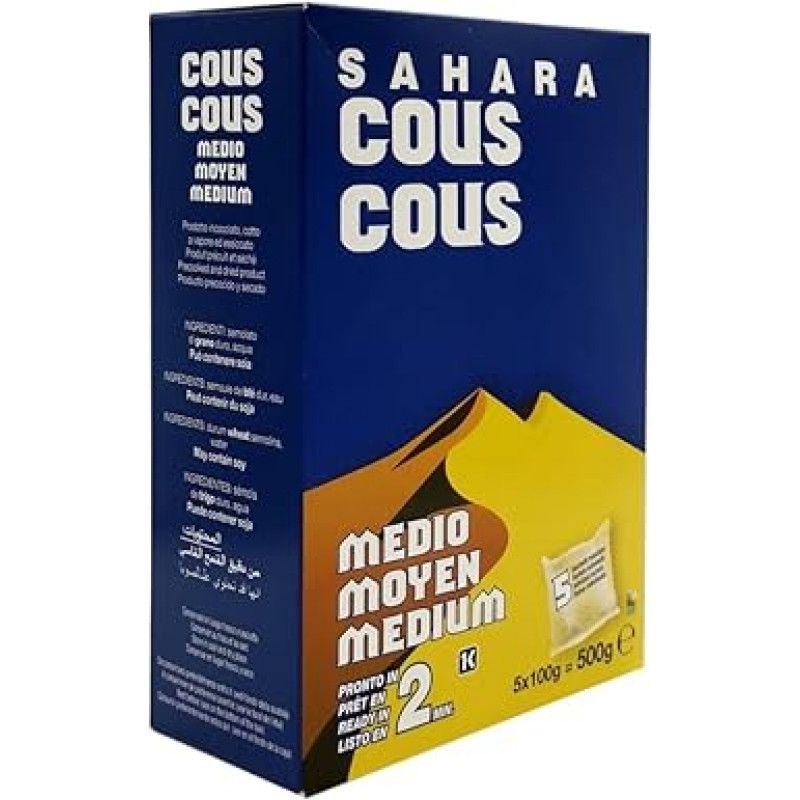 SAHARA Kuskusas vidutinių grūdų SAHARA 5 maišeliai x 100 g, 2 pakuotės