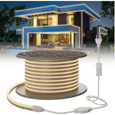 Neoninė LED juosta 15 m, 230 V vandeniui atspari LED juosta Natūralus baltas 4000 K šviesos diodų pasakų žibintai Lauko 120 LED/M LED lanksčios 