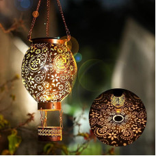 Saulės žibintas, skirtas naudoti lauke, atsparus vandeniui IP65, LED saulės žibintai, skirti naudoti lauke, 2 vnt., metaliniai, rytietiški saulės žibintai, skirti lauko sodui, kabantys balkone, terasoje, medyje, dovanos (karšto oro balionas)