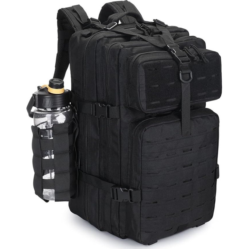VINBAGGE Molle taktinė motociklų žygių kuprinė Lauko vandeniui atspari Trekking kuprinė 35L/40L Campus Daypack Medžioklės kuprinė Mokyklinė kuprinė berniukams vyrams, 35L Black, Casual