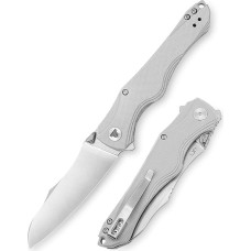 TRIVISA Knife, EDC Folding Knife for Men, Pinball Pocket Knife with Clip, Sharp Hiking Camping Survival Knife, G10 Handle and Ti Thumb Stud|9.9 cm Stonewash 14C28N Blade|Triton-03