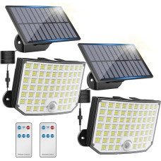 KagoLing Solar Lights for Outdoors, 256 LED, 3 Modes, Solar Light Outdoor with Motion Sensor, IP65 Waterproof, 180° Lighting Angle, Solar Wall Light, Outdoor with 5 m Cable for Garden, Yard, Garage, Pack of 2