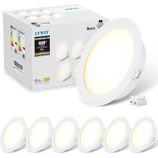 LVWIT LED įleidžiamas prožektorius 230 V plokščias gyvenamasis kambarys 12 W lubų šviestuvas plokščias apvalus baltas lubų prožektorius 125 mm skylė neutrali balta 4000 K dėmės vonios kambariui miegamajam virtuvei 6 vnt.