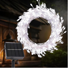 LED saulės šviesos diodų styginių žibintai 6M 200 LED saulės žibintai 8 režimai LED atsparūs vandeniui su pasidabruotais variniais laidais - pasakų dekoracijos sodui (vėsiai balta)
