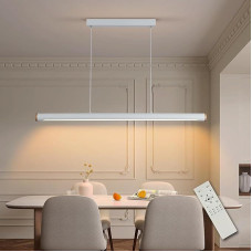 80CM LED Pendelleuchte Esstischlampe dimmbar Hängelampe esstisch weiß mit Fernbedienung, 30W Hängeleuchte Esszimmerlampe hängend Höhenverstellbar Bürolampe küchenlampe