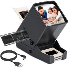 LED skaidrių peržiūra senoms skaidrėms, 35 mm negatyvams ir skaidrių projektoriaus skaidrių peržiūra su 3x didinimu ir USB maitinimo kabeliu