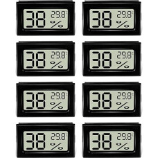 Pack of 8 Hygrometer Thermometer, Mini Digital Hygrometer with LCD, Indoor Hygrometer Temperature Humidity Meter Celsius (℃) for Wine Cellar Greenhouse Baby Room