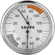 Sauna-Thermometer und Hygrometer, 100 mm, mechanisch, Wandmontage, Temperatur- und Luftfeuchtigkeitsmesser mit Aluminiumrahmen und Glasspiegel für Dampfbäder im Innenbereich