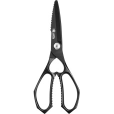 MITSUMOTO SAKARI 22 cm Japanese Multifunctional Kitchen Scissors, Removable High Performance Poultry Scissors, Black, Titanium-Coated Kitchen Scissors