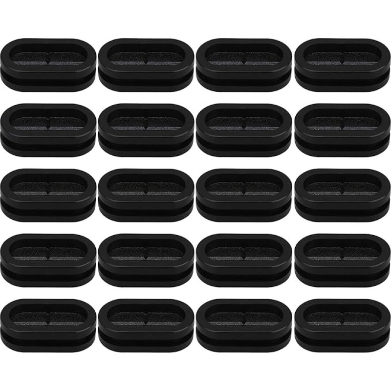 Yibuy 20 x kabelių laidų gumos ovalo formos uždarytos aklinos tuščiavidurės įvorės 12x26mm