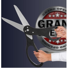 20 colių juodos ceremonijų žirklės - 50 cm didelės juodos žirklės, skirtos juostoms kirpti, specialiems renginiams, įkurtuvėms ir ceremonijoms