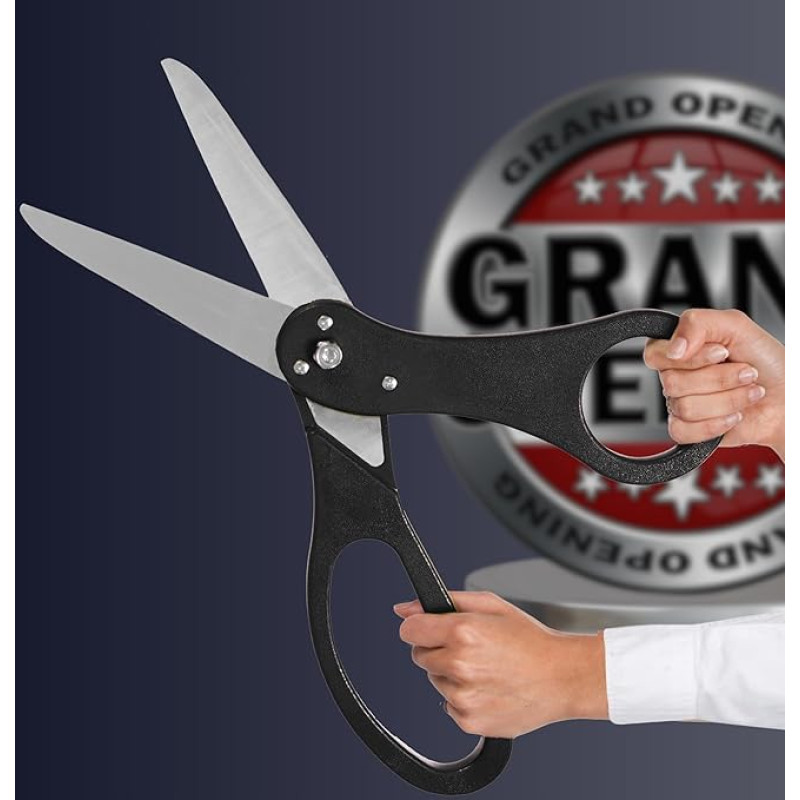 20 colių juodos ceremonijų žirklės - 50 cm didelės juodos žirklės, skirtos juostoms kirpti, specialiems renginiams, įkurtuvėms ir ceremonijoms