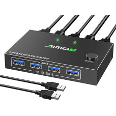 HDMI KVM jungiklis 1 monitorius 2 kompiuteriai 4K @ 60Hz, USB KVM jungikliai 2 staliniams arba nešiojamiesiems kompiuteriams, kurie dalijasi monitoriumi ir klaviatūra pelės spausdintuvu, 