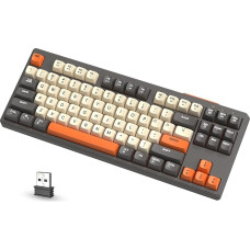 ATTACK SHARK X FREEWOLF M87 80% Wireless Membrane Gaming Keyboard, TKL RGB Mechanical Feeling SA PBT Keyboard BT/2.4GHz, 4000mAh Battery for Mac/Win, Silent Office/Gaming, QWERTY - Grey/Orange