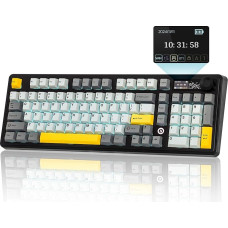 MechLands AJAZZ AK980 98% Mechanical, BT5.0/USB-C/2.4GHz Wireless Gaming Keyboard, Hot Swappable with 1.14 Inch TFT Screen, 10000 mAh Battery, Button, RGB for Win/Mac, QWERTY (Black, Gift V2 Switch)