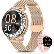 RUXINGX moterų išmanusis laikrodis 1,27 colio išmanusis laikrodis apvalus su telefono funkcija, 24H SpO2 širdies ritmo monitorius, fitneso laikrodis su miego monitoriumi, 126 sporto režimai, žingsniamatis IP68 