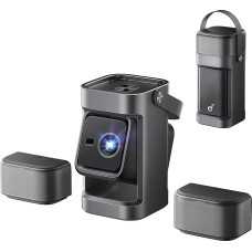 soundcore Nebula P1|Mobile Projector with Removable Speaker and Integrated AV System, 650 ANSI Lumens, 1080p, 2.0 Surround Sound, Dolby Audio, 130° Gimbal, Auto Calibration, Max. 180 Inches, Google TV