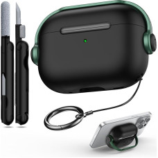 R-fun Protective Case Compatible with Apple Airpods Pro (2023/2022/2019, 2nd/1st Gen), (USB C/Lightning Cable), Music Earphone Headphone Case with Security Lock and Cleaning Kit, Black & Green