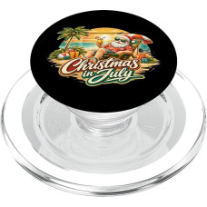 Weihnachten im Juli Weihnachtsmann tropischer Strand Sonnenuntergang Szene PopSockets PopGrip für MagSafe