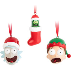 Grupo Erik Rick & Morty Kalėdų eglutės papuošimo figūrėlių rinkinys - 3 kalėdiniai pakabukai Kalėdų eglutės papuošimo figūrėlės Oficiali Rick and Morty atributika
