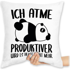 Cushion 40 x 40 cm Decorative Cushion – Statement with Sayings – Ich atme produktiver Wird es Nicht mehr Panda – 40 x 40 cm – White – Sayings Panda Bear Pillow Saying 