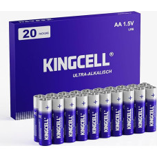 KINGCELL AA baterijos, 20 vnt., aukštos kokybės šarminės AA baterijos, itin ilgai tarnaujančios, nepralaidžios 1,5 V AA baterijos, 10 metų galiojimo laikas, skirtos namams ir biurui.