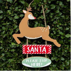 Talking Tables Santa Stop Here Wooden Hanging Plaque