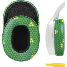 Geekria QuickFit Replacement Ear Pads for Skullcandy Crusher Wireless/Crusher EVO/Crusher ANC, Hesh3/HeshEVO/HeshANC, Venue ANC Headphones, Repair Parts (Zelda Green Triangle)